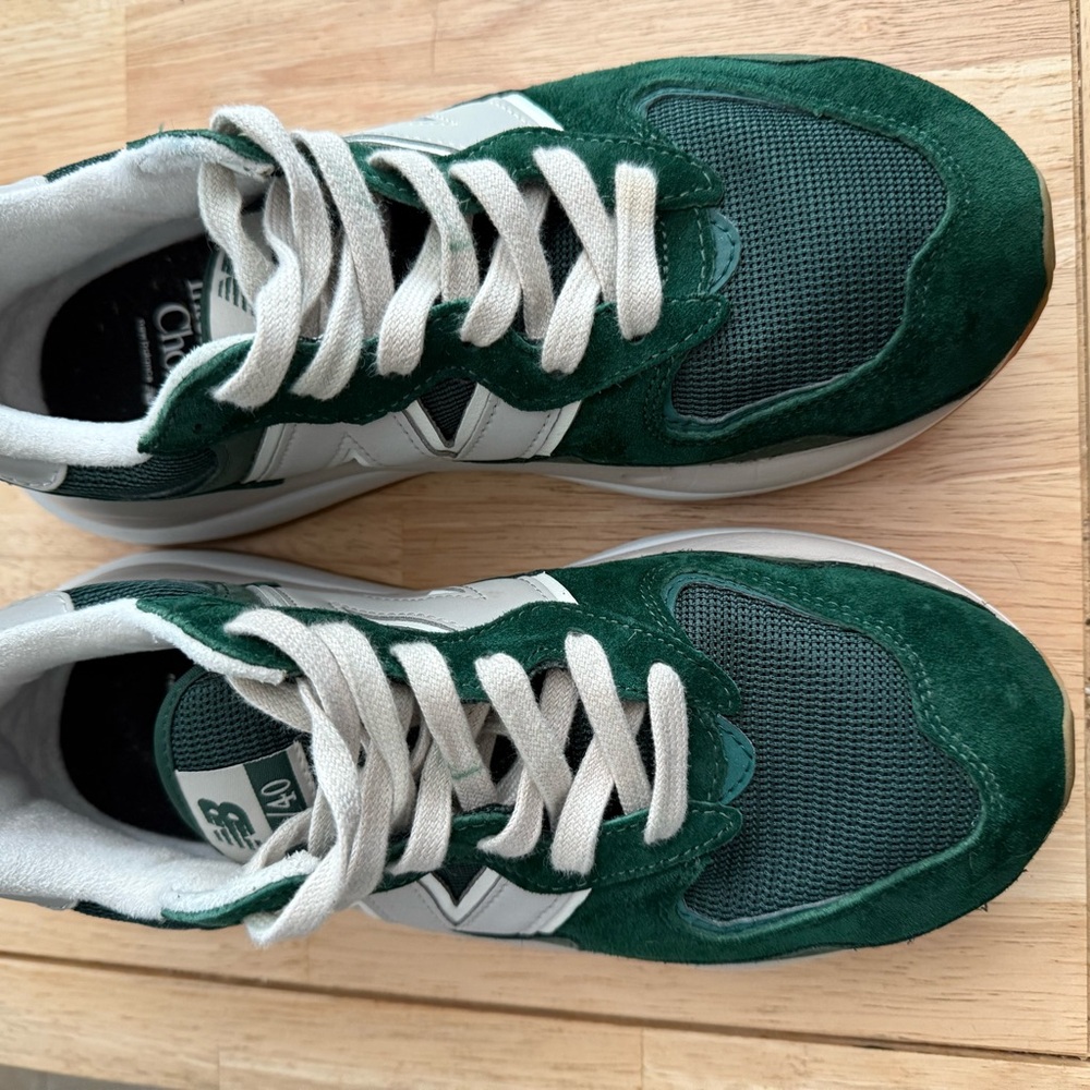 New Balance Green and White Retro Sneakers 57/40 EUC